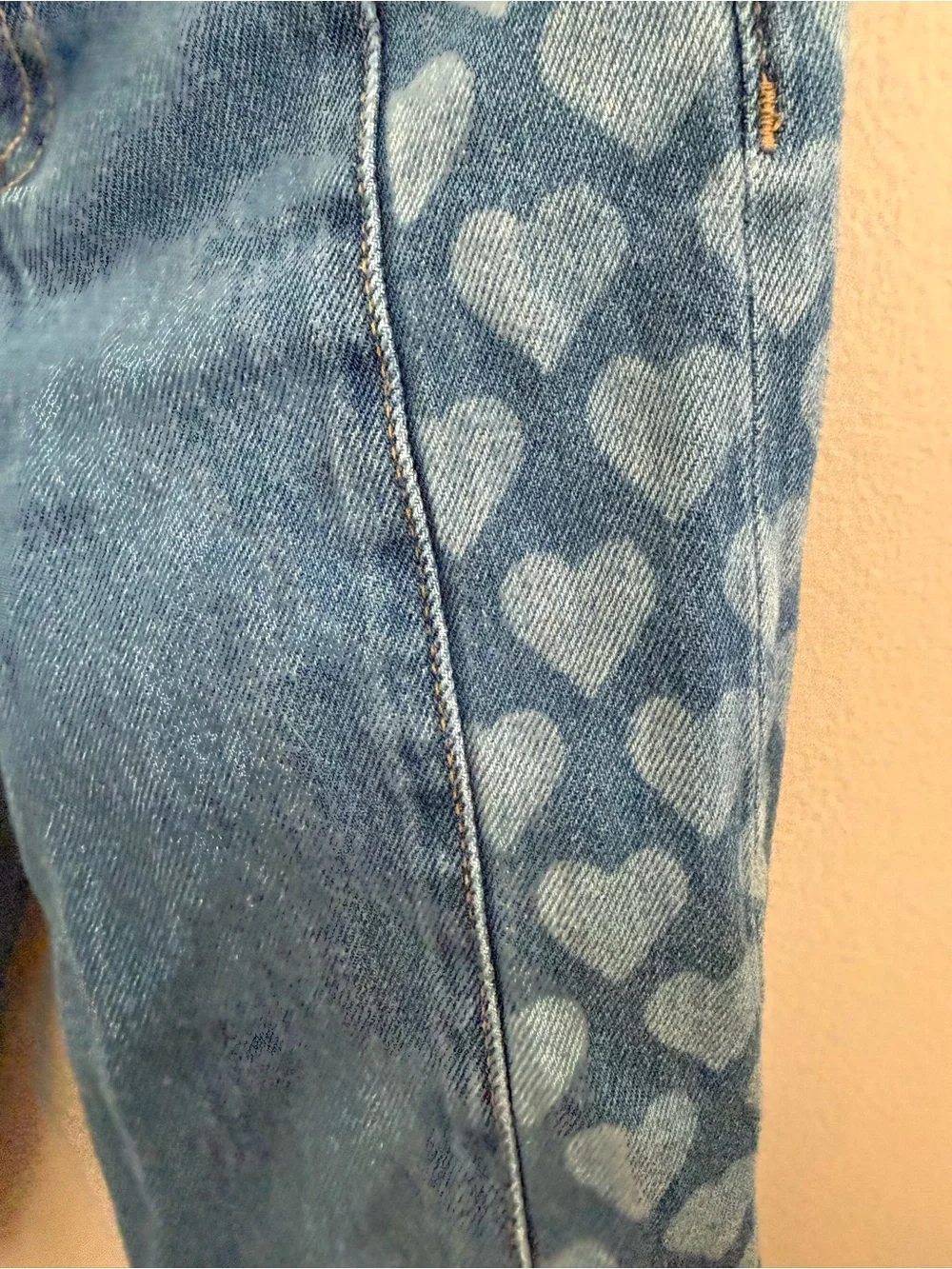 Zara Kids Girls Blue Heart-Pattern Denim Pants